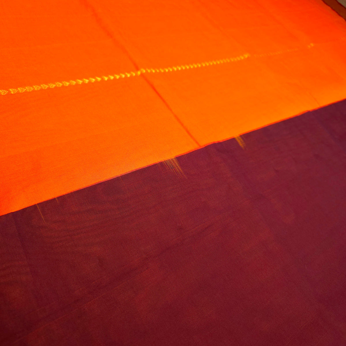 Silk Cotton Saree - Bright Orange