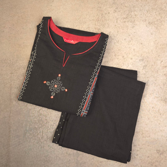 Kurti - 2 Piece Kurti Set - Black