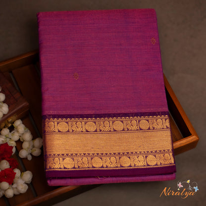 Chettinad Cotton Saree - Magenta Purple with Jari Border