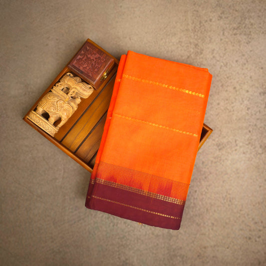 Silk Cotton Saree - Bright Orange