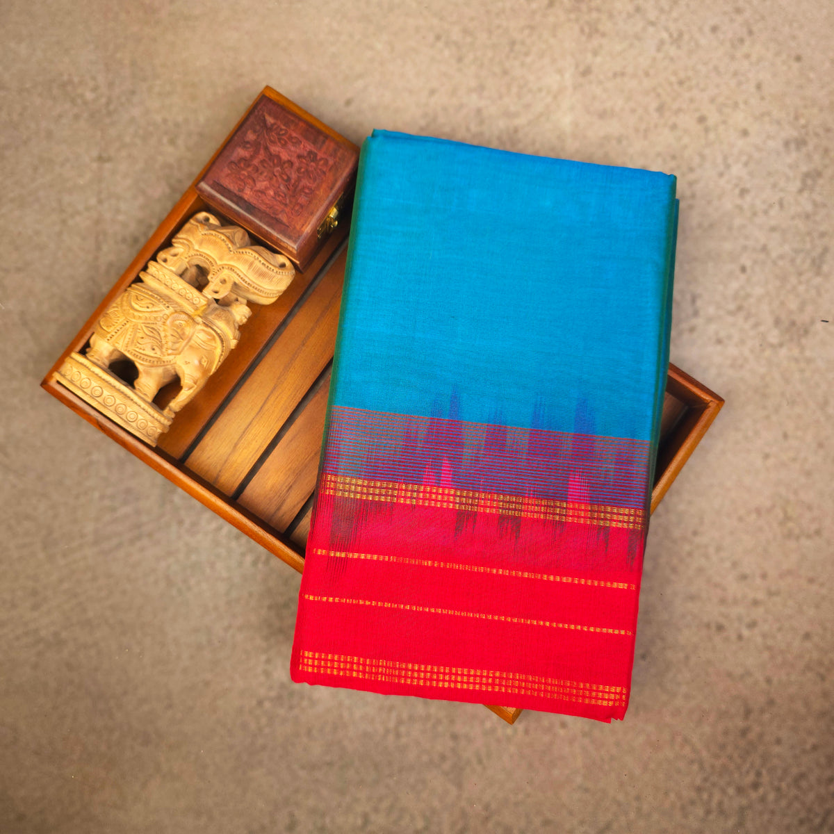 Pure Silk Cotton Saree - Copper Sulphate Blue