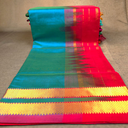 Pure Silk Cotton Saree - Copper Sulphate Blue