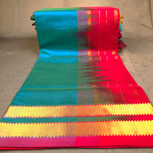 Pure Silk Cotton Saree - Copper Sulphate Blue