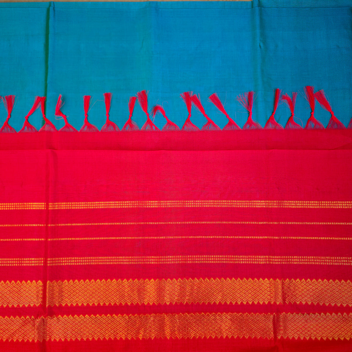 Pure Silk Cotton Saree - Copper Sulphate Blue