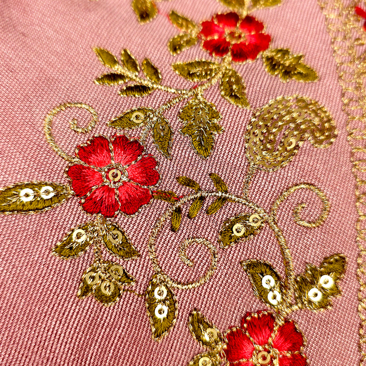 Kurti - 3 Piece Kurti Set - Dusty Rose Pink Embroidered