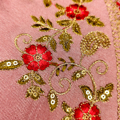 Kurti - 3 Piece Kurti Set - Dusty Rose Pink Embroidered