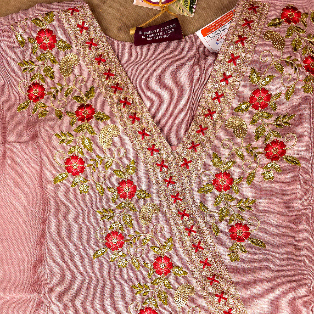 Kurti - 3 Piece Kurti Set - Dusty Rose Pink Embroidered
