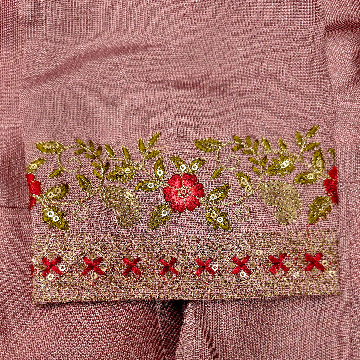 Kurti - 3 Piece Kurti Set - Dusty Rose Pink Embroidered