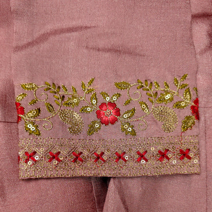 Kurti - 3 Piece Kurti Set - Dusty Rose Pink Embroidered