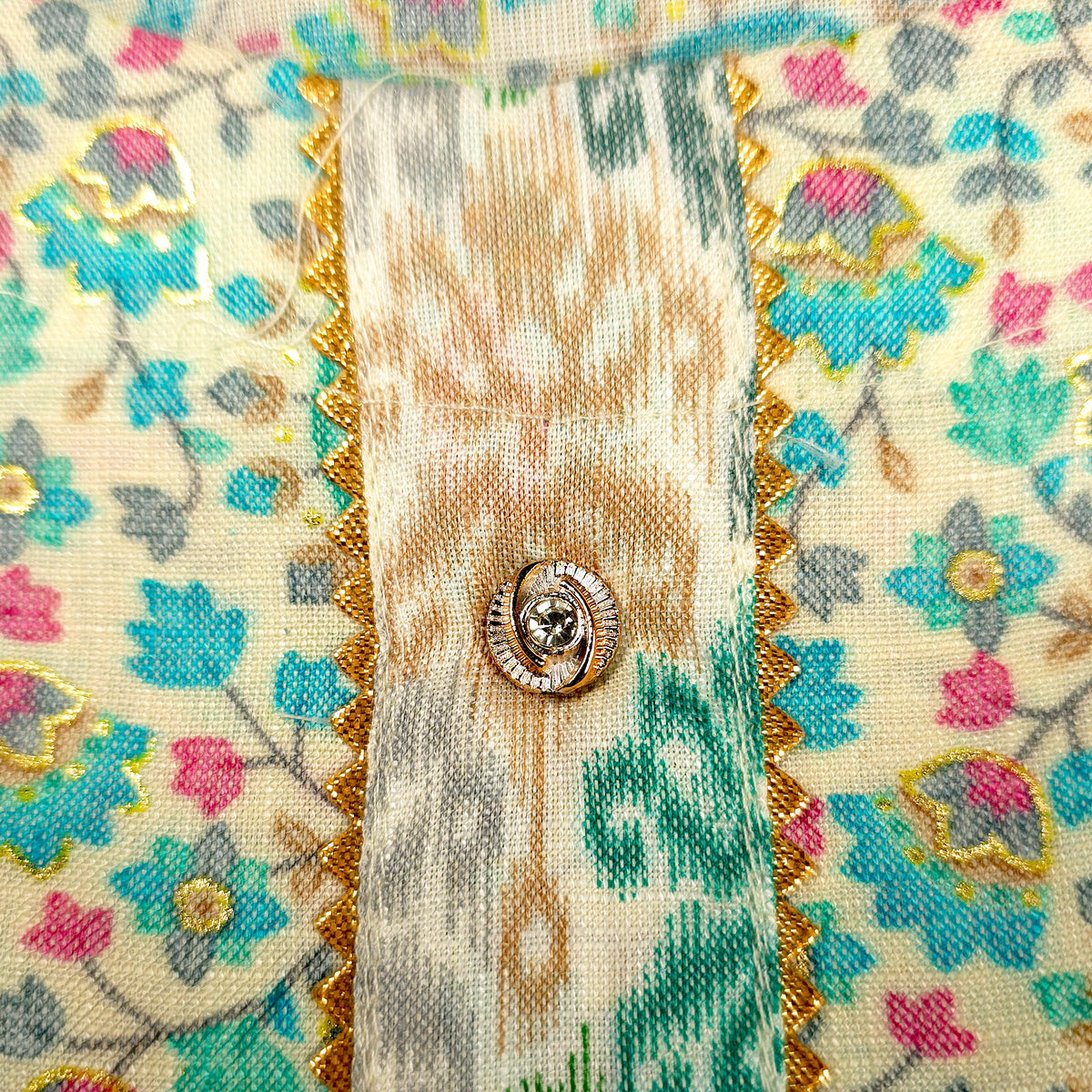 Kurti - 3 Piece Kurti Set - Ivory Floral Printed