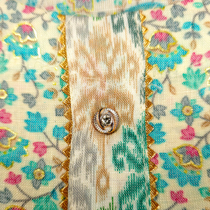 Kurti - 3 Piece Kurti Set - Ivory Floral Printed