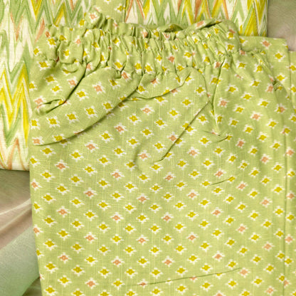 Kurti - 3 Piece Kurti Set - Green Zigzag Printed