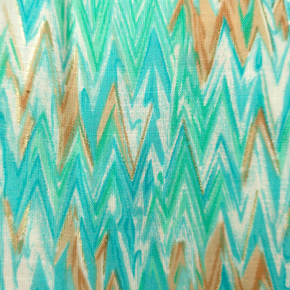 Kurti - 3 Piece Kurti Set - Turquoise Zigzag Printed