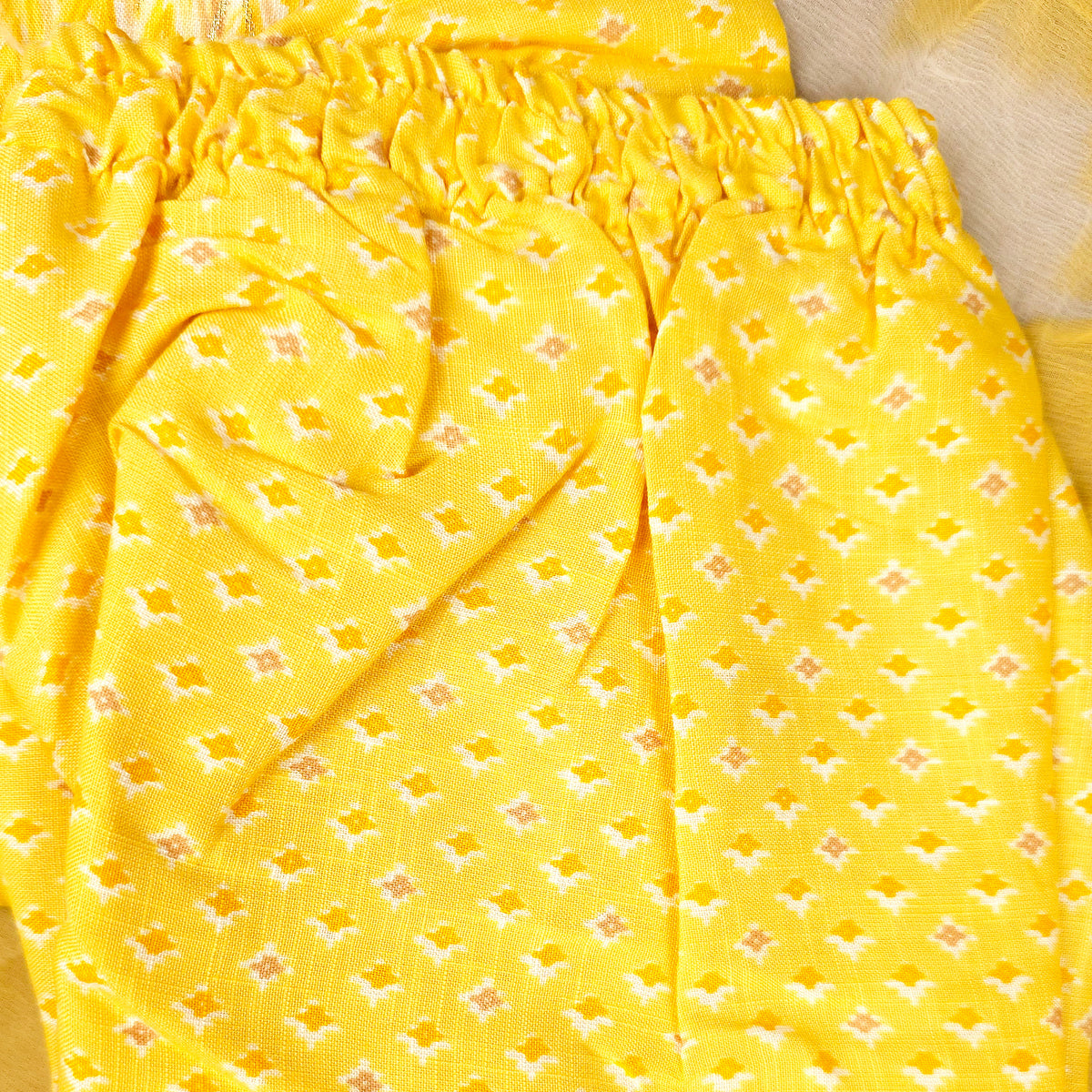 Kurti - 3 Piece Kurti Set - Yellow Zigzag Printed
