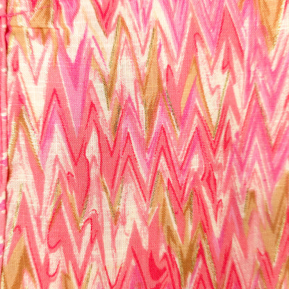Kurti - 3 Piece Kurti Set - Pink Zigzag Printed