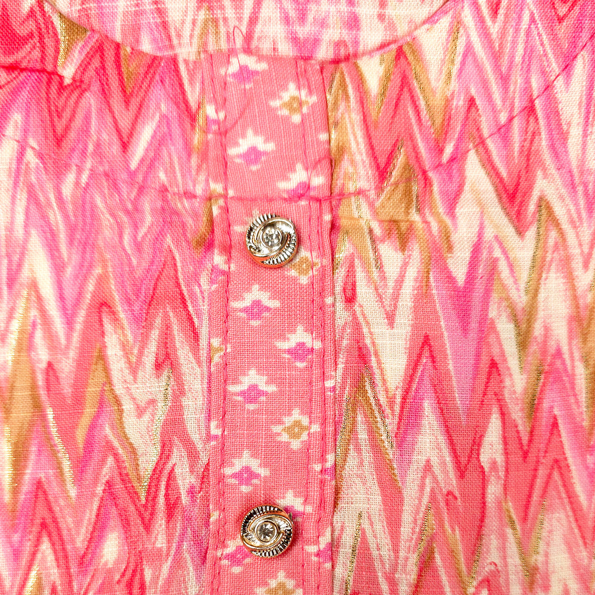 Kurti - 3 Piece Kurti Set - Pink Zigzag Printed