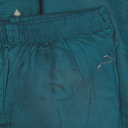 Kurti - 3 Piece Kurti Set - Teal Blue Raw Silk