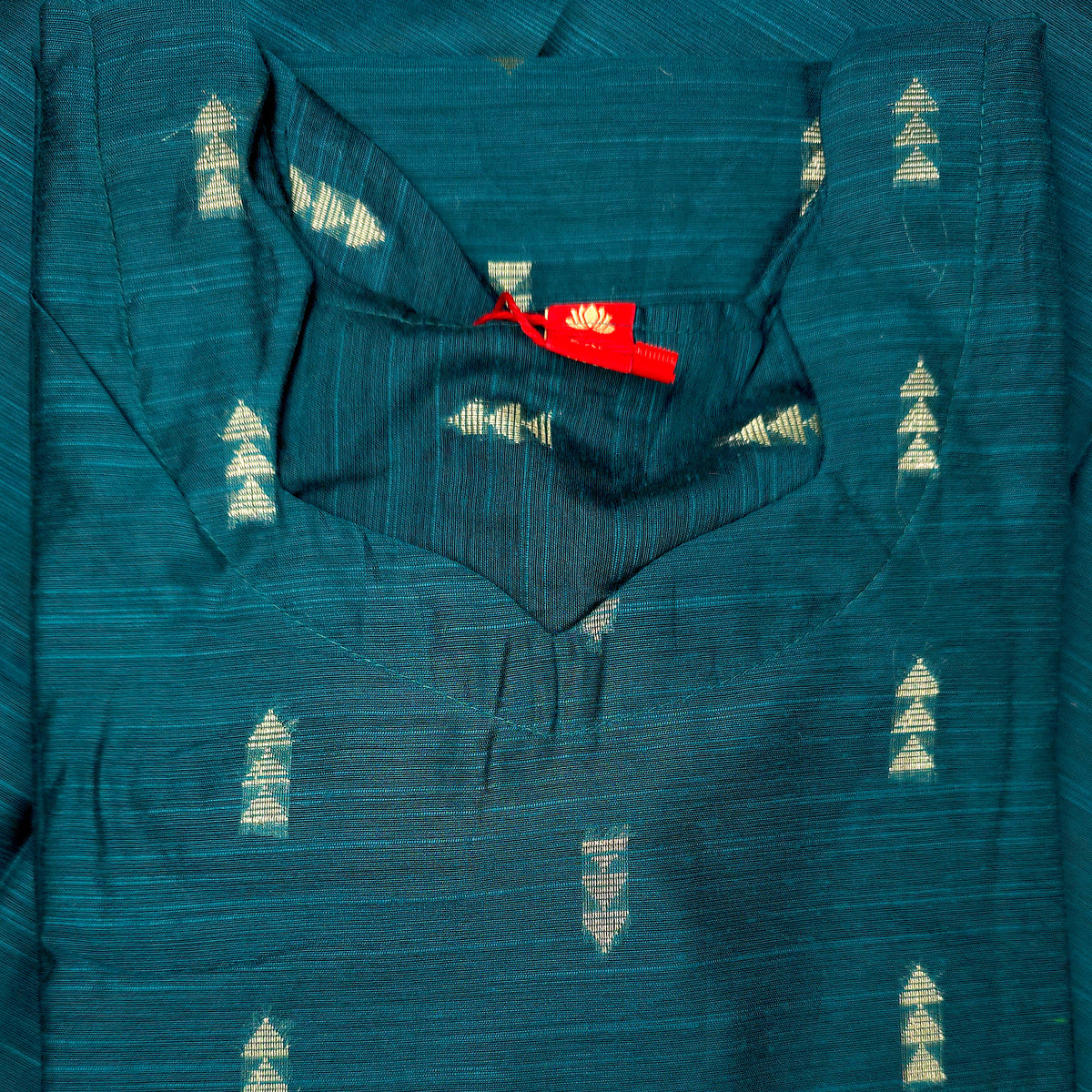 Kurti - 3 Piece Kurti Set - Teal Blue Raw Silk