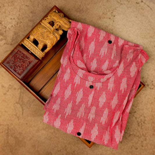 Kurti - Ikkat Kurti Top - Pink Ikkat