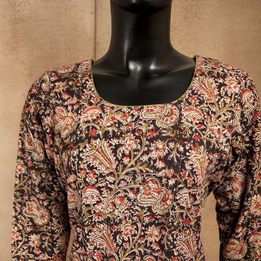 Kurti - Kalamkari Kurti Top - Black