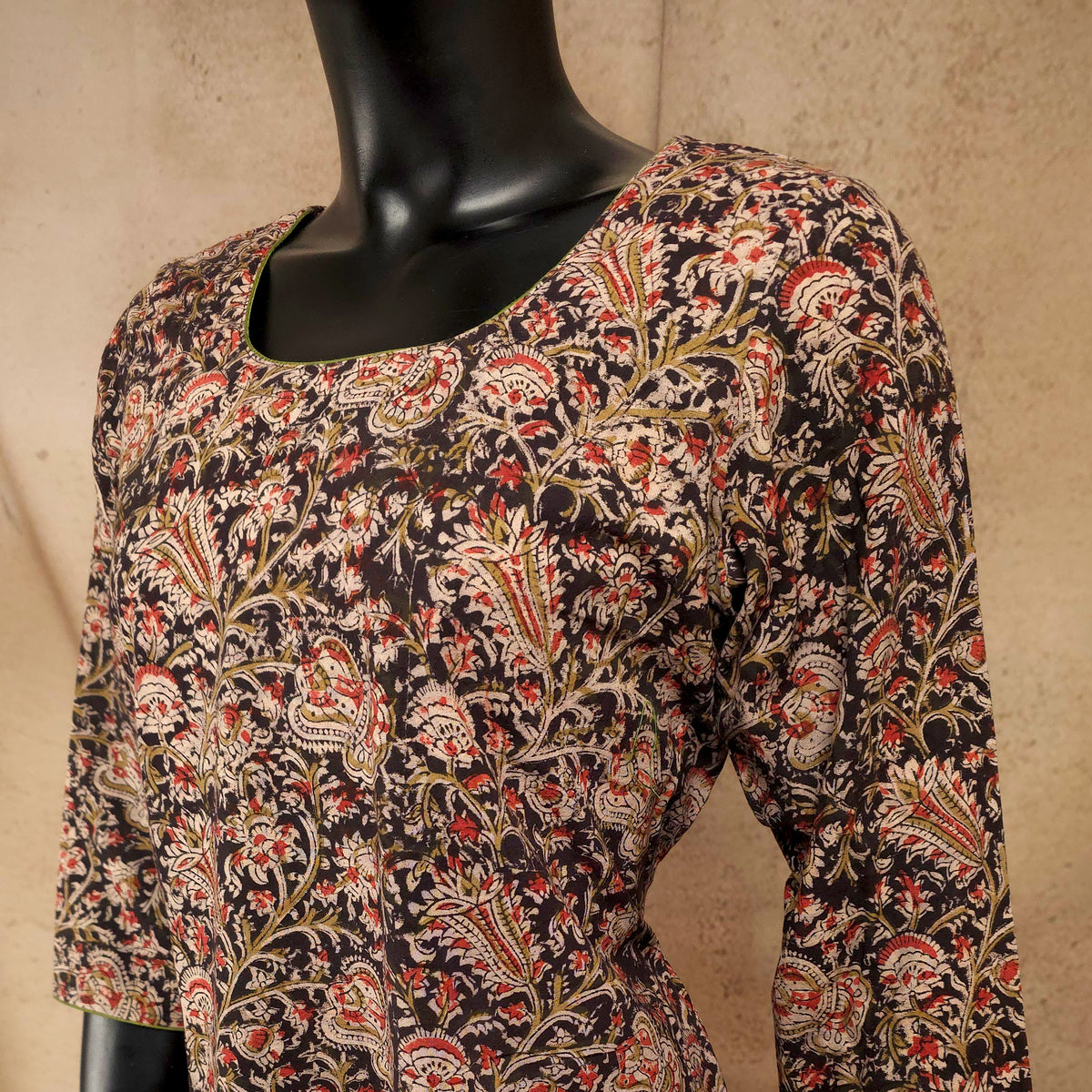 Kurti - Kalamkari Kurti Top - Black