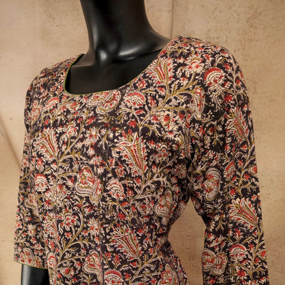 Kurti - Kalamkari Kurti Top - Black