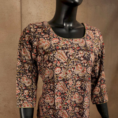 Kurti - Kalamkari Kurti Top - Black