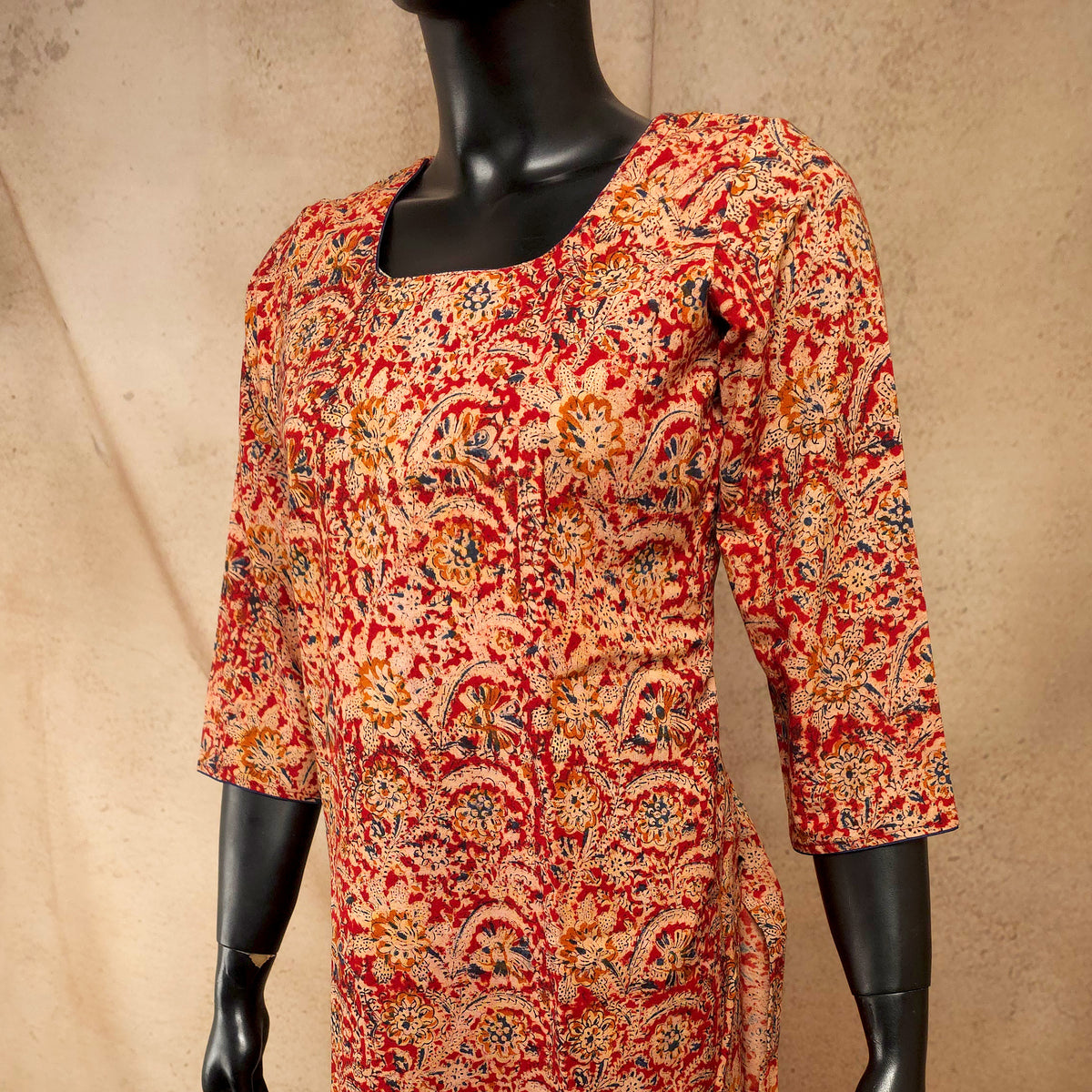Kurti - Kalamkari Kurti Top - Red print