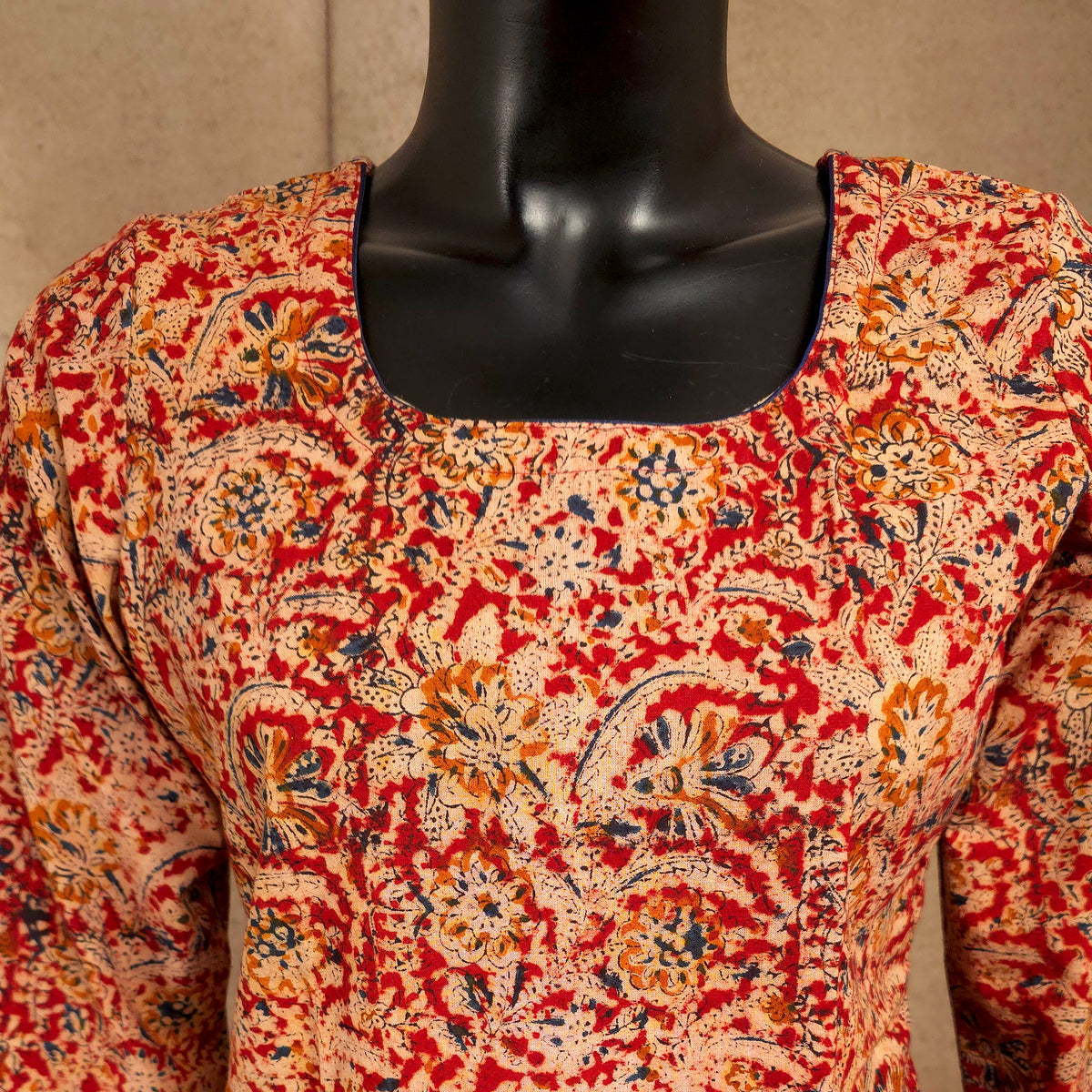Kurti - Kalamkari Kurti Top - Red print