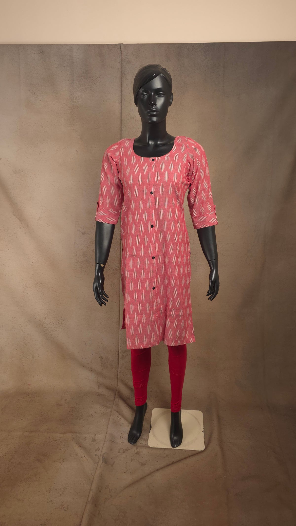Kurti - Ikkat Kurti Top - Pink Ikkat