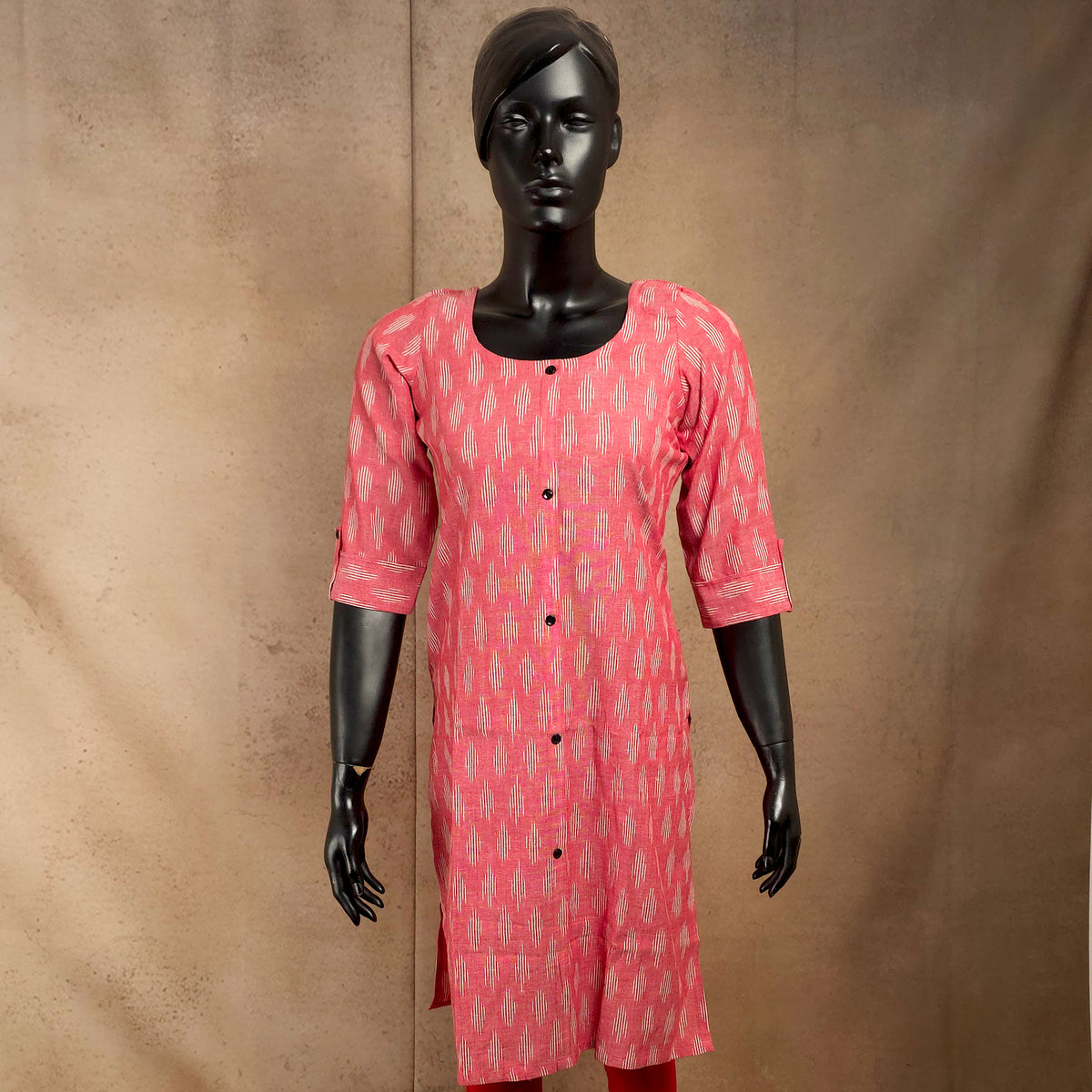 Kurti - Ikkat Kurti Top - Pink Ikkat