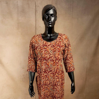 Kurti - Kalamkari Kurti Top - Red print
