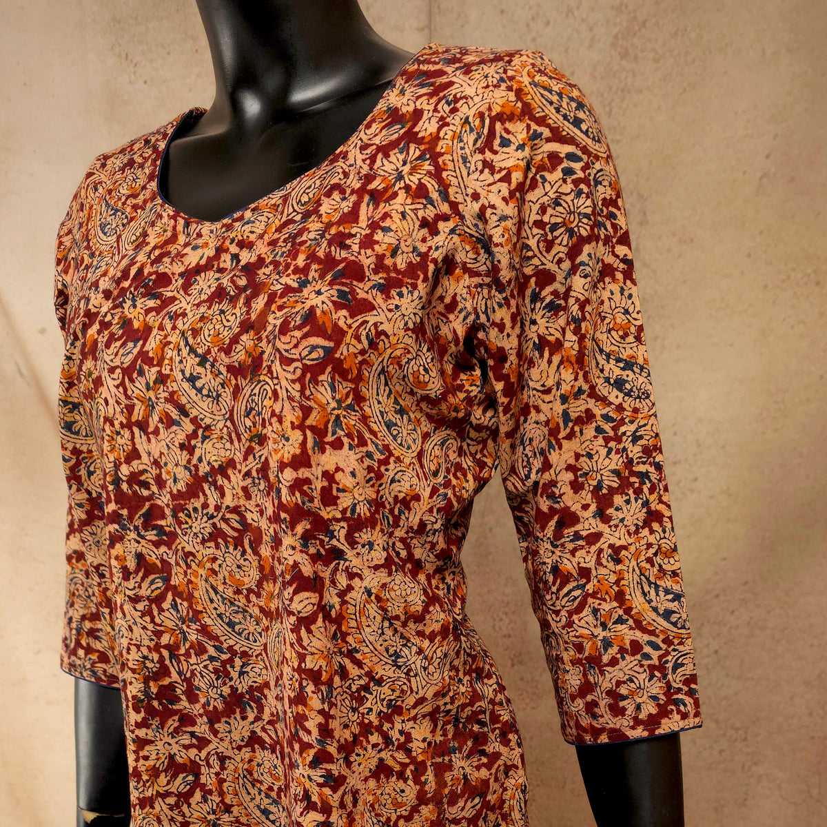 Kurti - Kalamkari Kurti Top - Red print