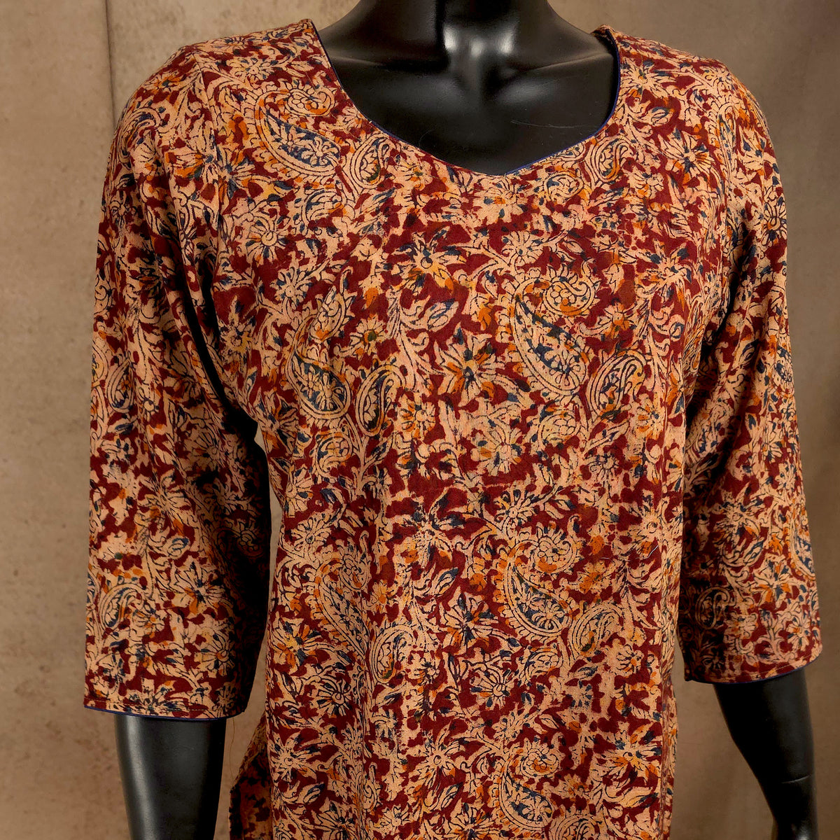 Kurti - Kalamkari Kurti Top - Red print