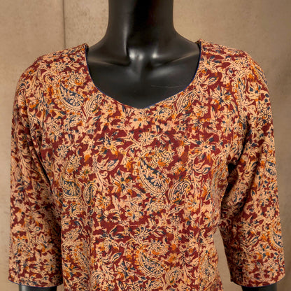 Kurti - Kalamkari Kurti Top - Red print