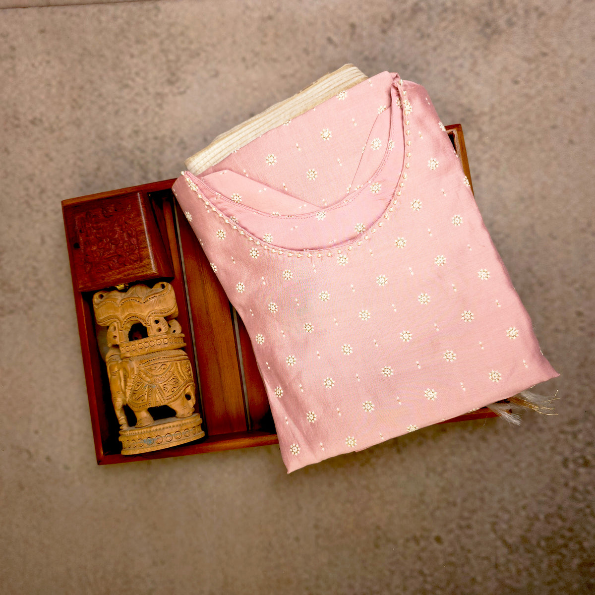 Kurti - 3 Piece Kurti Set - Soft Pink/Peach