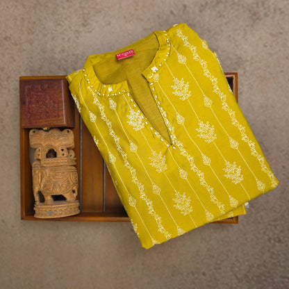 Kurti - 3 Piece Kurti Set - Lime Green