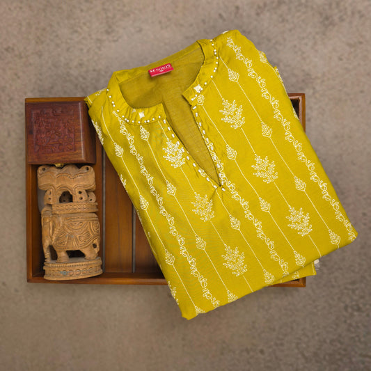 Kurti - 3 Piece Kurti Set - Lime Green