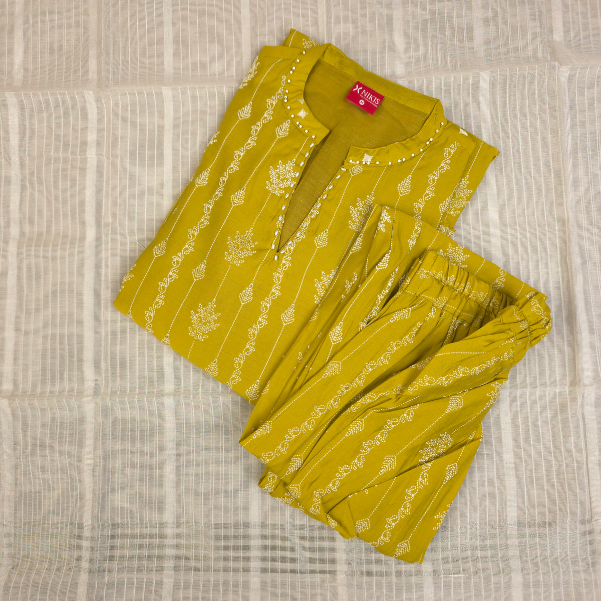 Kurti - 3 Piece Kurti Set - Lime Green