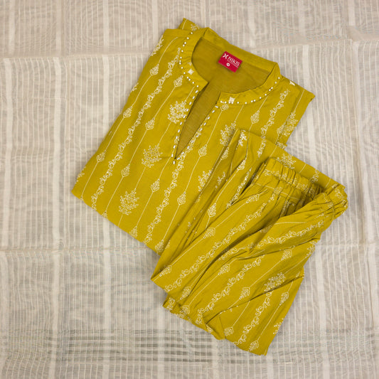 Kurti - 3 Piece Kurti Set - Lime Green