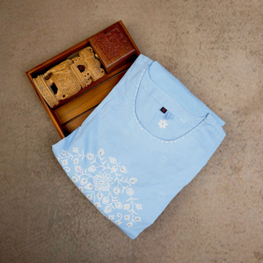 Kurti - 3 Piece Kurti Set - Powder Blue