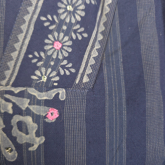 Kurti - 3 Piece Kurti Set - Muted Indigo