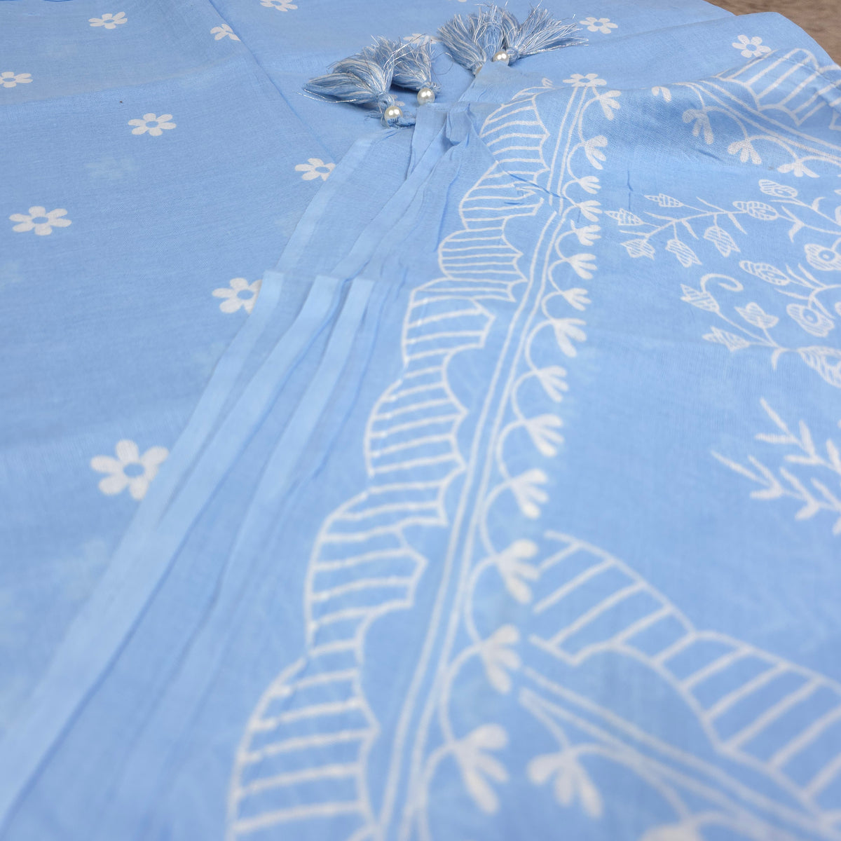 Kurti - 3 Piece Kurti Set - Powder Blue