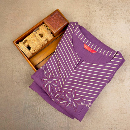 Kurti - 2 Piece Kurti Set - Purple
