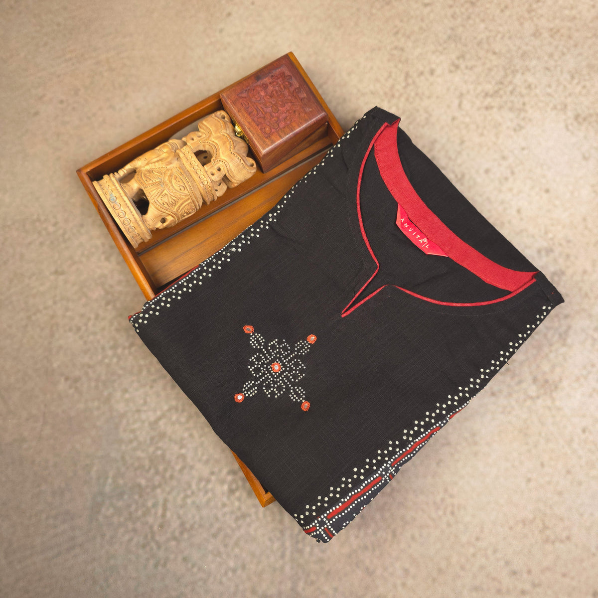 Kurti - 2 Piece Kurti Set - Black