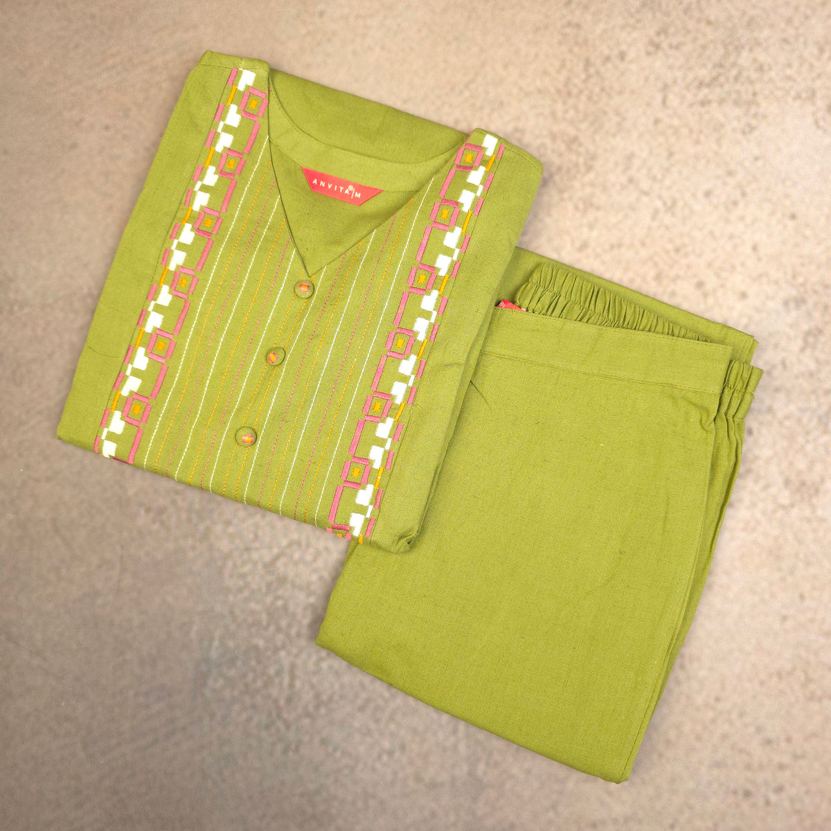 Kurti - 2 Piece Kurti Set - Lime Green