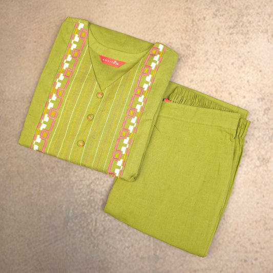 Kurti - 2 Piece Kurti Set - Lime Green
