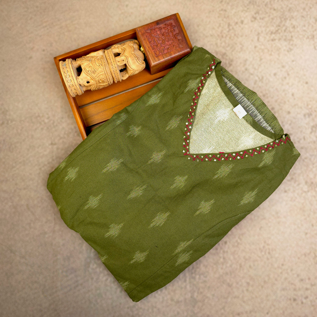 Kurti - 2 Piece Kurti Set - Muted Military Green