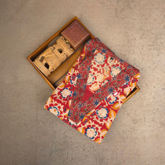 Kurti - 2 Piece Kurti Set - Red Kalamkari Print