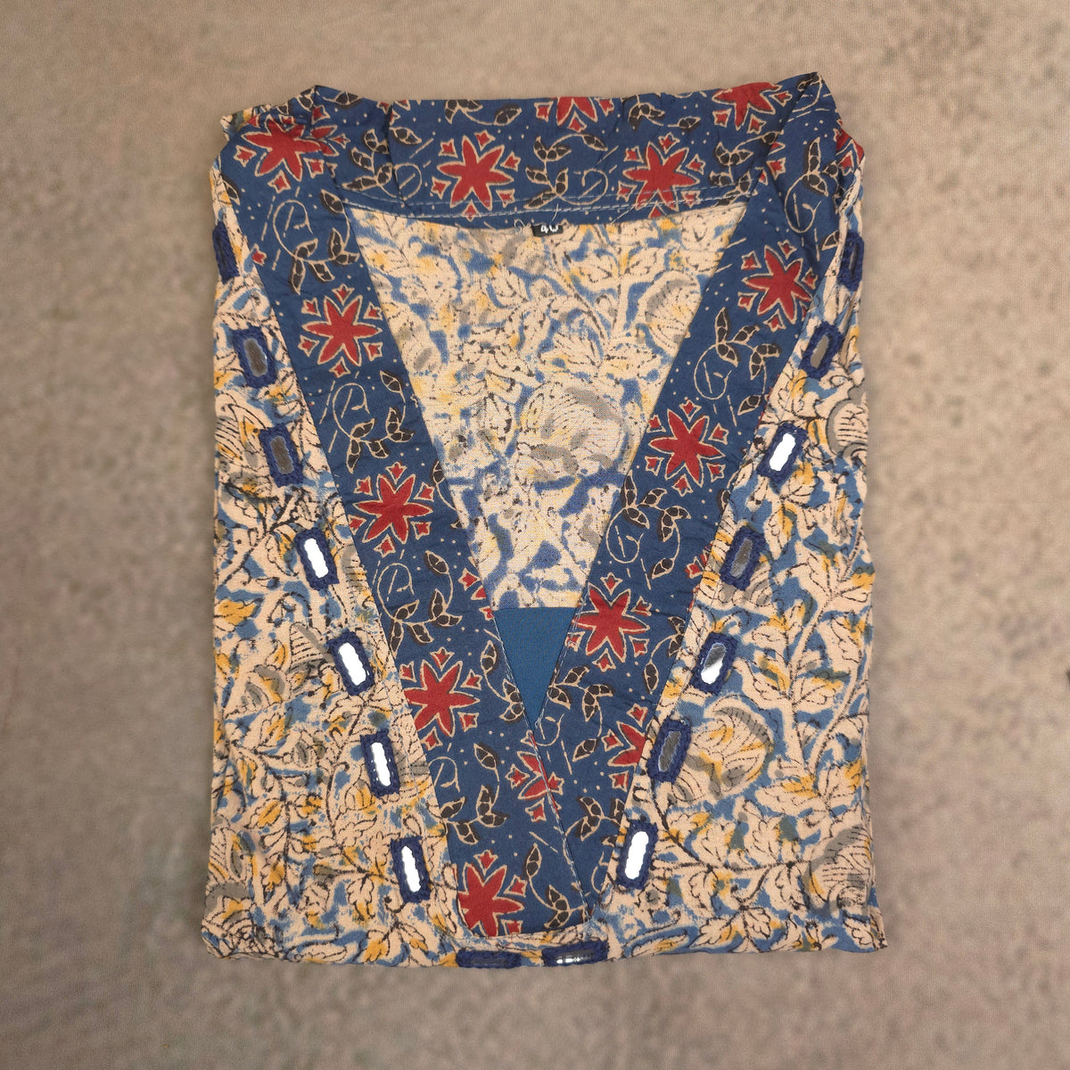 Kurti - 2 Piece Kurti Set - Blue Kalamkari Print